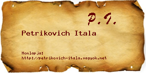 Petrikovich Itala névjegykártya